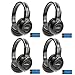 RP Accessories IR-609B Infrared Wireless Headphones, 2-Channel Folding Universal Rear Entertainment System IR Headphone for Car TV and DVD Player Audio, Set of 4