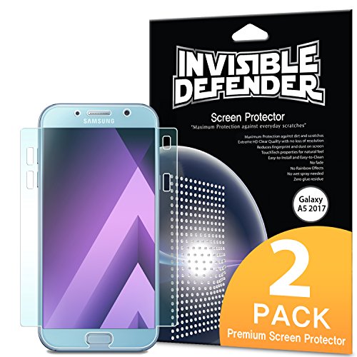 Galaxy A5 2017 Screen Protector, Invisible Defender [Full Coverage][2-Pack] Edge to Edge Curved Side Coverage Guaranteed [Case Compatible] Super Thin HD Clearness Film for Samsung Galaxy A5 2017