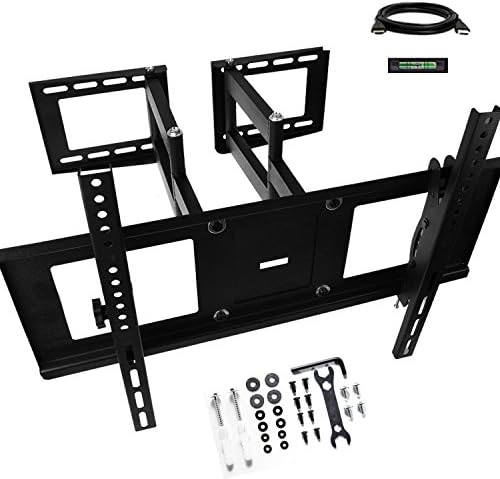 Cakuja Flat TV Corner Mount 37"~60" Black -- For LCD LED Plasma TV Flat Panel Displays -- Articulating Dual Arm Full Mount Wall Bracket MAX VESA 600x400mm