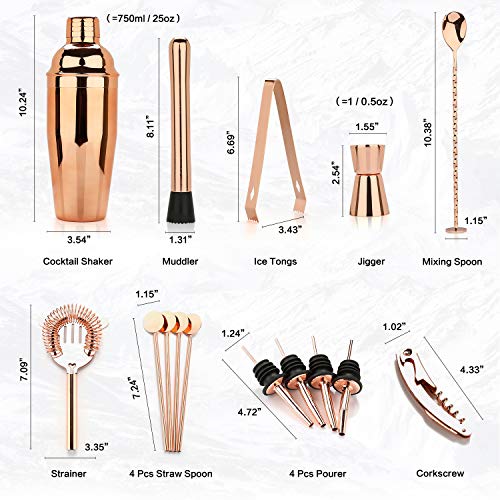 Cocktail Set Cocktail Shaker 750ml Barkeeper Set, 16-teiliges Edelstahl Bar Cocktail Zubehör mit Holzständer, Perfektes… – Bild 5