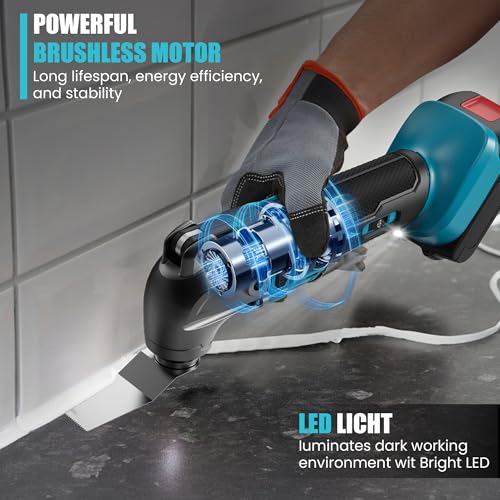 RAYLEEY Cordless Oscillating Multitool Compatible with Makita 18V Battery (No Battery), 23PCS Oscillating Tool Kit, 8500-21000 OPM, 6-Speeds, 4° Oscillation Angle, Quick Change Blade System