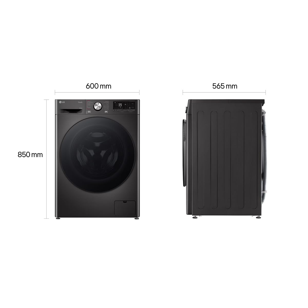 LG W4WR7096YB, Klasse D, Frontlader-Waschtrockner 9-6 kg, 62 x 60 x 85 cm, Wi-Fi, AI Direct Drive, Tiefenreinigung mit Dampf, TurboWash 360, Große Kapazität, Außentür aus gehärtetem Glas, Weiß 6