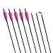 Huntingdoor 32-inch Carbon Arrows with 4-inch Feather Fletching Replaceable Points Hunting Arrows Targeting Arrows Spine 400 for Recurve Bow Longbow Hunting Bow(Pack of 6) (Pink)