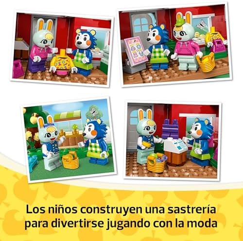 Loja de roupa Animal Crossing de The Little Sisters Building Game, figuras de brinquedo de ouriço e coelho, presente para raparigas, rapazes e jogadores de videojogos com 6 anos ou mais 77055