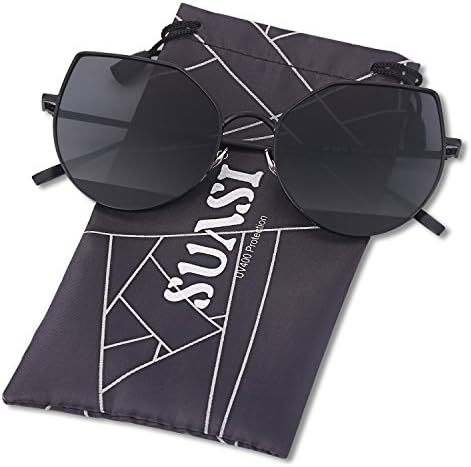 SUASI Cat Eye Sunglasses for Women Vintage Flat Lenses S003 (white, black)