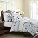 Vaulia Lightweight Microfiber Duvet Cover Set, Floral Pattern Design, Blue - King Size