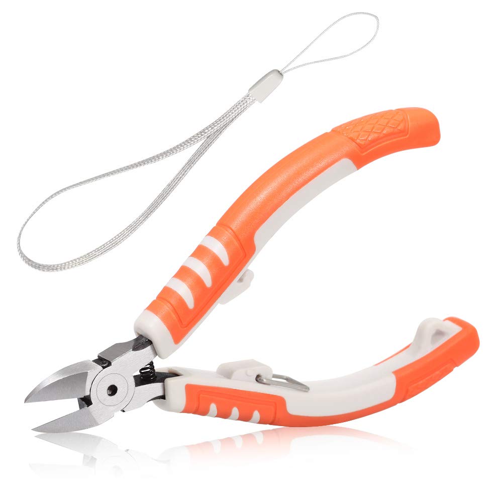 SPEEDWOX Precision Diagonal Cutting Pliers 5 Inches Wire Flush Cutters Ultra Sharp Electronics Pliers Model Sprue Wire Clippers Side Cutting Nippers with Safety Lock and Protective Holster CR-V Steel