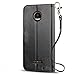 J&D Case Compatible for Motorola Moto Z Droid Case, Wallet Stand Slim Fit Heavy Duty Protective Shock Resistant Flip Cover Wallet Case for Moto Z Droid Wallet Case, Black