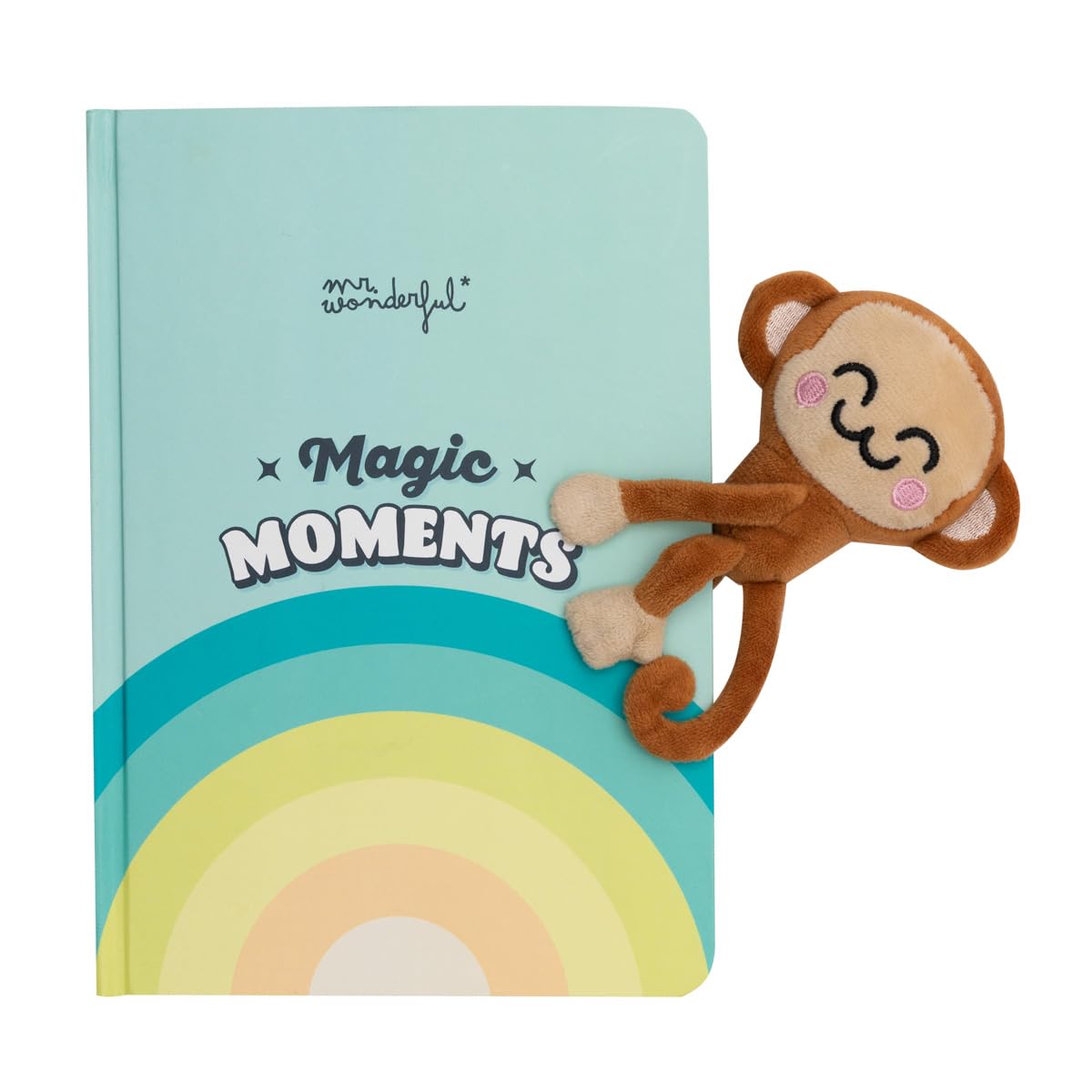 Mr. Wonderful - Notebook with plush and magnetic closure monkey - Magic moments - - 100% polyester - Contains 192 pages