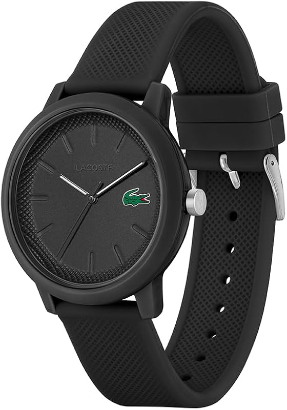 Relógio analógico de quartzo lacoste para homem ou mulher, com elegante pulseira de silicone com textura petit piqué