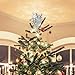 KINGWILL Christmas Tree Toppers, 2-in-1 Silver Glittered Lighted Tree Topper with Snowflake Projector, Indoor Night Light Projector for Christmas Nursery Bedroom Holiday Decoration