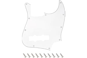 Banworks Jazz Bass Pickguard 3 Ply 10-Hole J Bass JB Scratch Plate for USA/Mexican Modern Style Fender Jazz Bass JT/HB-11 White
