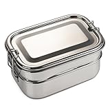 Bare Ware Three Layer Stainless Steel Lunch Box Set - Eco Friendly Food Container Bento with Tray - For Adults and Kids (Kitchen)