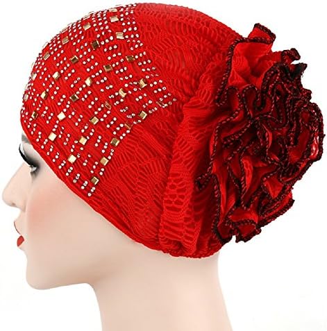 MILANMOOD Turban Chemo Hat Hijab Cap,Muslim Bonnet Lace Big folwer for Women,Fashion Scarves Chemo
