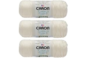 Caron Simply Soft 3-Pack Yarn, 3oz, Gauge 4 Medium Worsted, 100% Acrylic - Off White - Machine Wash & Dry