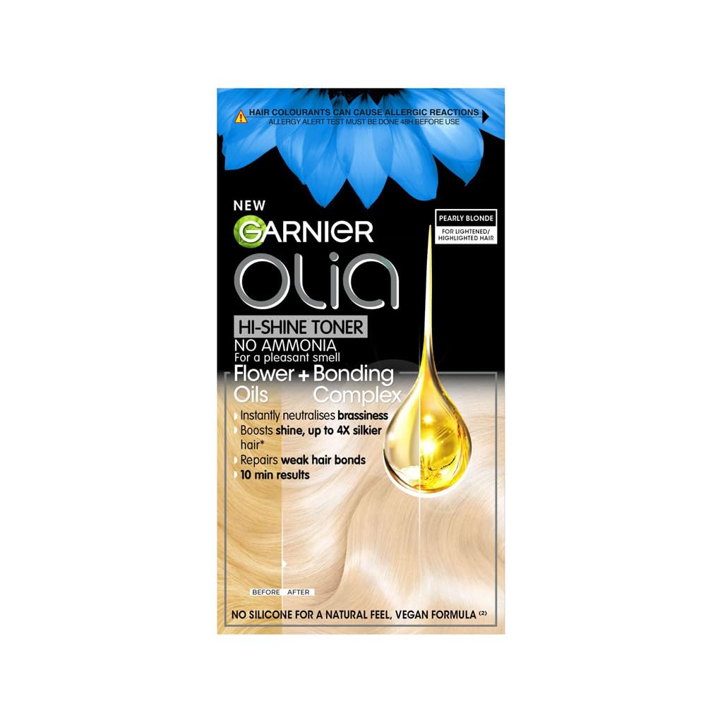 Olia 10.02 Pearly Blonde Hi-Shine Toner. Neutralises brassy tones in bleached hair, delivering luminous shine and a perfect pearly blonde finish. Professional toning at home