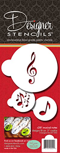 Designer Stencils C281 Musical Cookies Stencil, Beige/Semi-Transparent