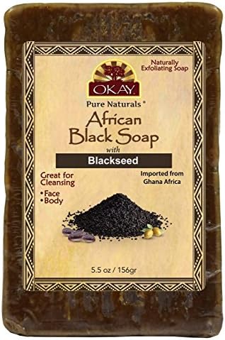 Okay Pure Naturals African Black Soap with Blackseed 5.5 oz. (Pack of 3)