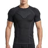 TUOY New Football Rib Chest Protector Shirt Padded Compression Shirts 6 Pads Adult Sizes Dark Black