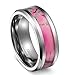 King Will 8mm Tungsten Carbide Ring Women's Camo Hunting Camouflage Wedding Band Pink Tree