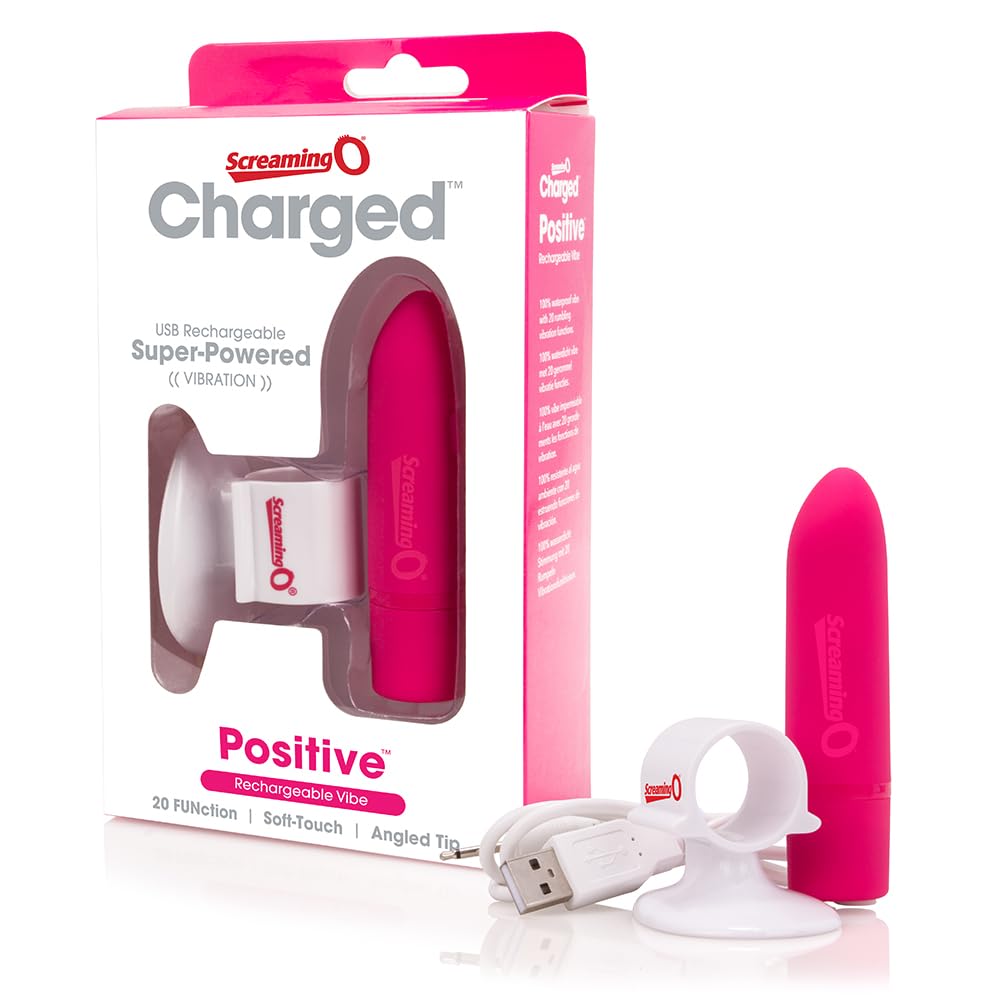 Screaming O Charged Positive Rechargeable Vibrator, Pink/Strawberry