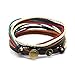 COOLLA Adjustable Men's Bracelet Cuff Brown Leather Multicolour Ropes and Metal Woven Snapper 582s