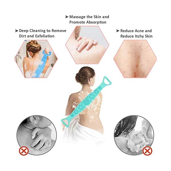 Extended-Silicone-Bath-Body-Brush-Bath-Exfoliating-Silicone-Body-Back-Scrubber-for-Shower-Body-Washer-Silicone-Body-ExfoliatorBathing-Accessories-Long-Handle-Green Silicone Bath Body Brush, Bath Exfoliating Silicone Body Back Scrubber for Shower, Extended 70 cm Exfoliating Body…