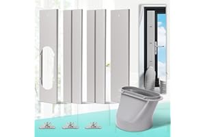 KLOLKUTTA Portable Air Conditioner Window Kit with Coupler, Portable AC Window Kit Accessories for Exhaust Hose, Adjustable Universal Window Slide Panels Kit Plates for 5.9 Inches Ducting