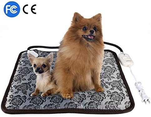 Pet Heating Pad, Indoor Electric Pet Bed Warmer with Chew Resistant Cord, Waterproof and Adjustable Temperature Warm Mat for Cats Dogs, 17.7" x 17.7"