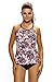 Astylish Womens Leaf Print Cutout High Neck Swimsuits Tankini Swim Tops Swimwear Medium