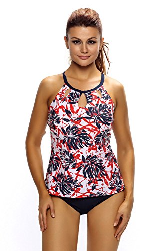 Astylish Womens Leaf Print Cutout High Neck Swimsuits Tankini Swim Tops Swimwear Medium Astylish Womens Leaf Print Cutout High Neck Swimsuits Tankini Swim Tops Swimwear Medium