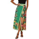 Women Floral Skirt Casual Split Midi Long Skirt Summer Vacation Outfits