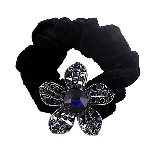 Velvet Scrunchies Hair Bobble Soft Elastics Hair Scrunchy Hair Bands Headbands Women Bobbles Hair Ties, 16 Color Pcs +1 Bonus Crystal Scrunchies Hair Accessories By TEEMI