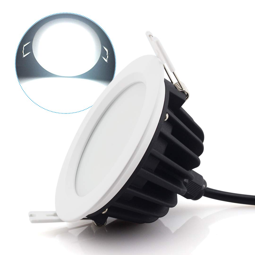 Szzilian 9W LED Downlight Recessed Ceiling Light, Round Panel Lamp - Waterproof IP65 for Bathroom Bedroom Kitchen Lighting (6000K, AC220-240V,1 Pack)