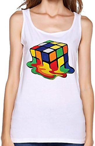FENGGELILI Rubix Cube Colourful Cartoon Women's Sleeveless Casual Tank Top Tee Shirt Vest