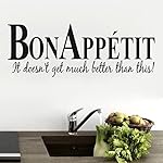 Botrong Removable Vinyl Wall Stickers Quote Bon Appetit Dinning Room Decor Kitchen Decals Art