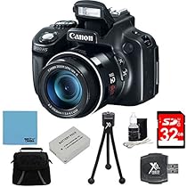 Canon PowerShot SX60 HS 16.1 MP Digital Camera with 65x Wide-Angle Optical Image Stabilized Zoom Super Bundle W/ 32GB SDHC Class 10 High Speed Memory Card, Dig Pro Case SD USB 2.0 Card Reader