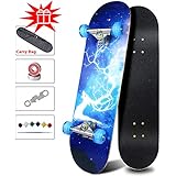 Easy_Way Complete Skateboards- Standard Skateboards with Colorful Flashing Wheels for Beginners Kids Boys Girls Teenager- 31'x 8'Canadian Maple Cruiser Pro Skate Board, Skateboardsâ€¦ (Deer Blue)