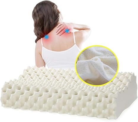 Amazon Yer 天然ラテックス枕タイ 取り外し可能なコットンピローケース 首の痛み コンフォートマッサージスリーピング頭痛 サイドのために大きいと 輪郭ネックピロー ネックピロー オンライン通販