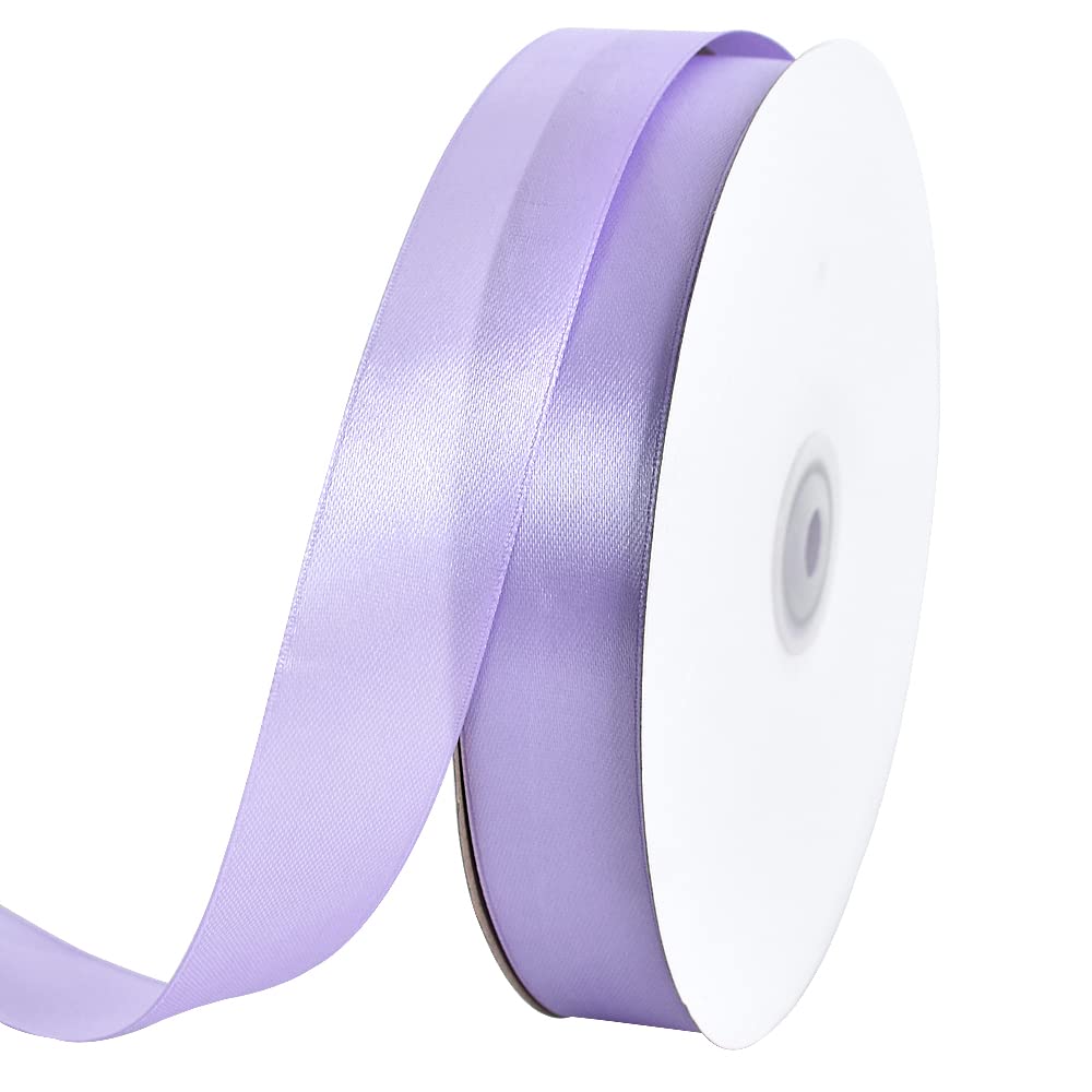 TONIFUL 1 Inch x 100yds Light Purple Satin Ribbon, Thin Solid Color Satin Ribbon for Gift Wrapping, Crafts, Wedding Party Decoration, Invitation Cards, Floral Bouquets, Christmas Halloween