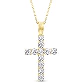 SAVEARTH DIAMONDS 2 1/2 Round Cut Lab Created Moissanite Diamond Tennis Cross Necklace Pendant 14k Gold Over Sterling Silver Jewelry For Women (VVS1 Clarity, 2.50 Cttw)