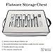 Chapman & Grand Flatware Storage Chest, Container Box with Lid for Utensils, Silverware, Flatware with Large Capacity (Light Beige-Gray)