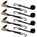 YITAMOTOR Ratchet Tie Down Straps (4 Pack) 1 in x 15 ft 1,823lb Break Strength- Cambuckle Alternative- Heavy Duty Tiedowns with Vinyl-Coated S Hooks- Best for Securing Cargo, Moving Truck, Trailer