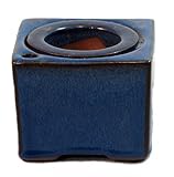 Square Self Watering Ceramic Pot with Felt Feet - Blue - 4 3/8