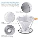 Stainless Steel Coffee Filters, IdealHouse Pour Over Coffee Dripper Cone Coffee Filter with Pour Over Cup Stand, Spoon and Brush,BPA Free,4 Cups
