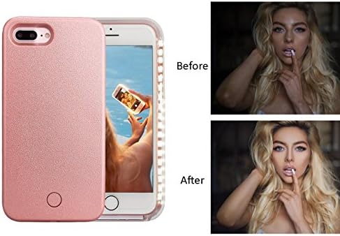 iPhone 7 Plus Selfie Light Case,Gemwon Illuminated LED Light Up luminous(Dimmable) Flash Cell Phone Case Cover [Rechargeable] is Great for a bright Selfie and Facetime(Rose Gold)
