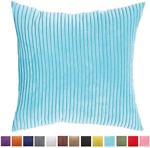 Pillow Cover,Momoikcn Plush Corduroy Soft Soild Square Throw Pillow Covers Decorative Cushion Case for Sofa Bedroom Car (Turquoise, 24" x 24")