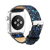 iWatch Band,KuToo 3D Bling Glitter Leather Watch Band Wristband Bracelet Strap For Apple Watch Band Series1 2 3 Smart Watch Strap Acessory (42mm Black Blue)