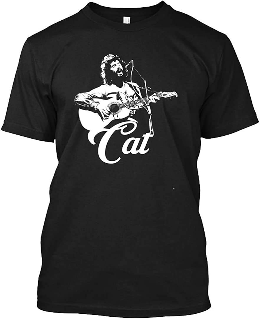 Cat Stevens White Stencil 15 Tee_TShirt Amazon.co.uk Clothing