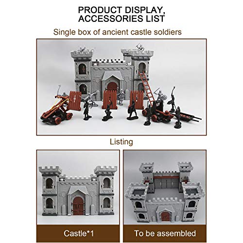 BAULMD Ritter und Schlösser Werden Modell Set, Militär Assembled Castle mit Zubehör gebaut, Kinder Ritterburg Königreich Burg Schloss, DIY Burgtor Spielzeug – Bild 4